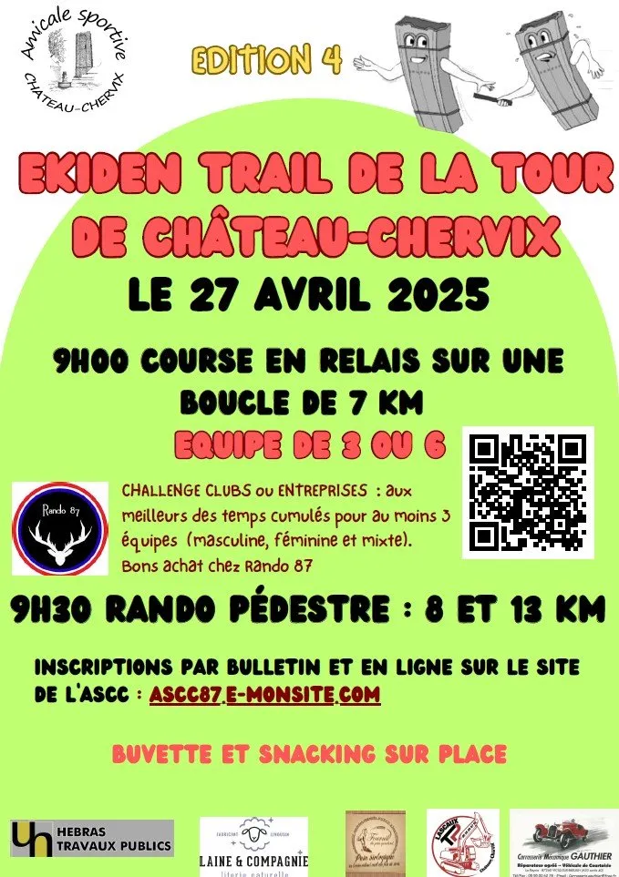Ekiden trail de la Tour – Chateau Chervix 2025 Inscription Résultats