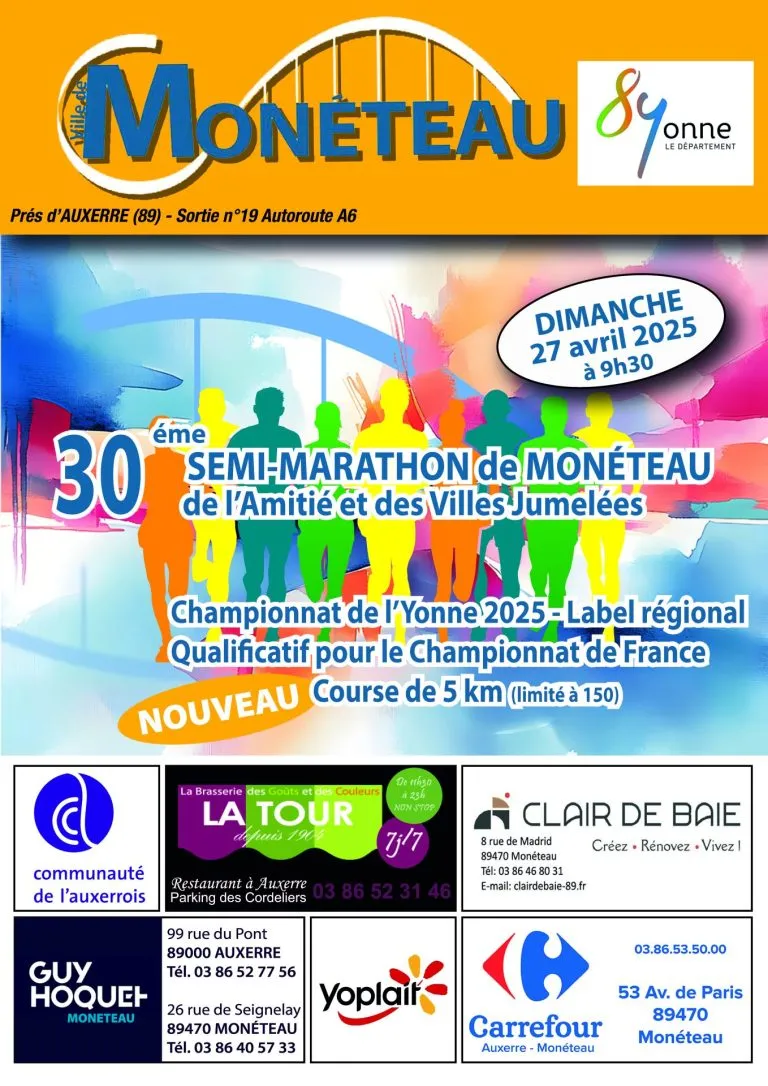 Semi-marathon de Monéteau 2025 Inscription Résultats